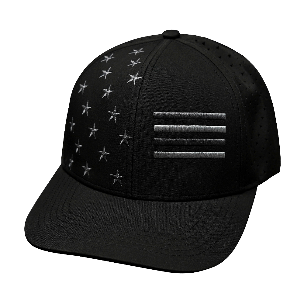 Flag - 6 Panel - Black - Laser Mesh (Unisex)