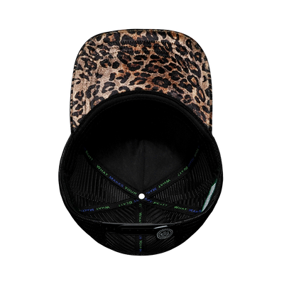 Tahoe - 5 Panel - Velvet - Gold Leopard Print - Trucker Mesh (Unisex)