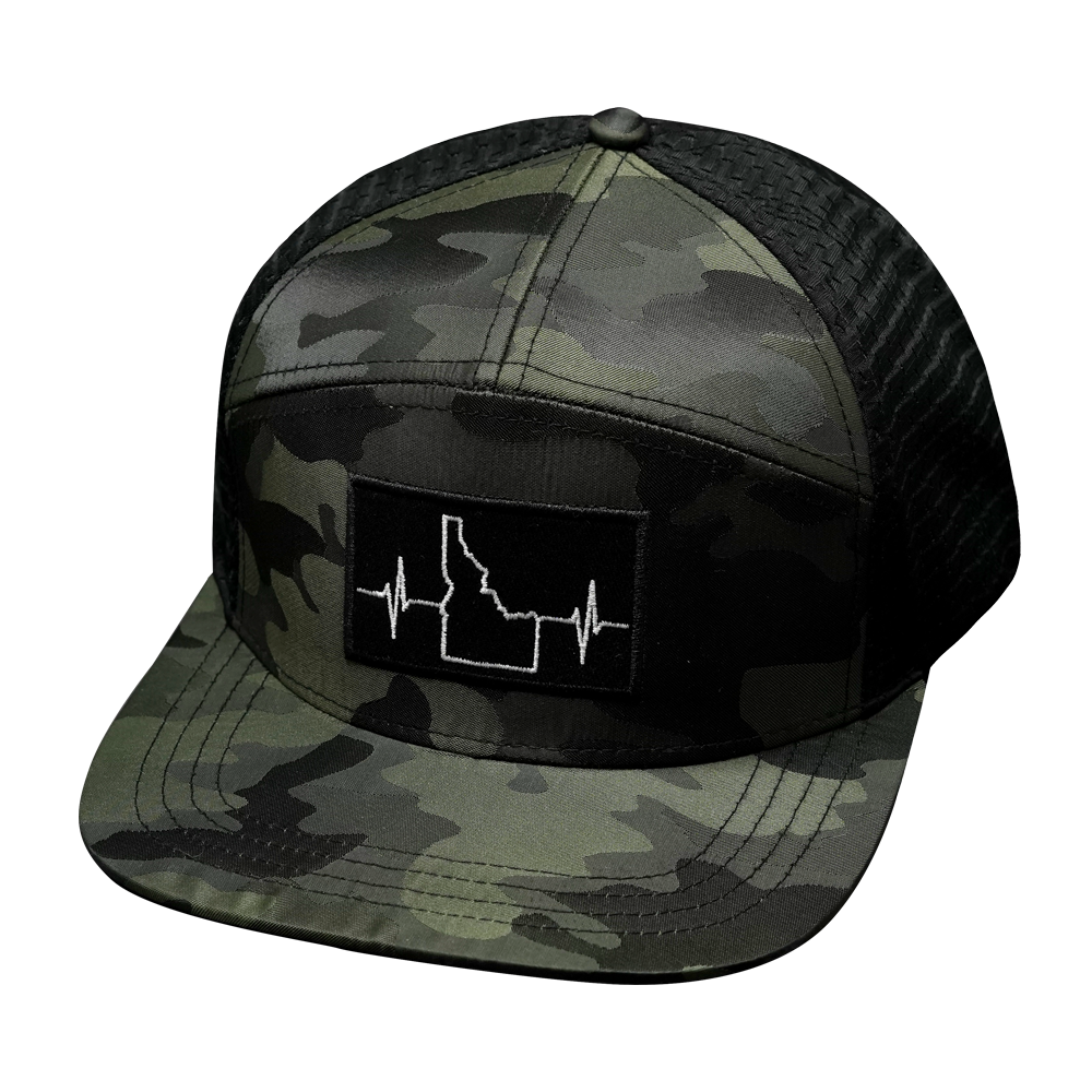 Idaho - 7 Panel - Green Camo / Black - Jersey Mesh (Unisex)