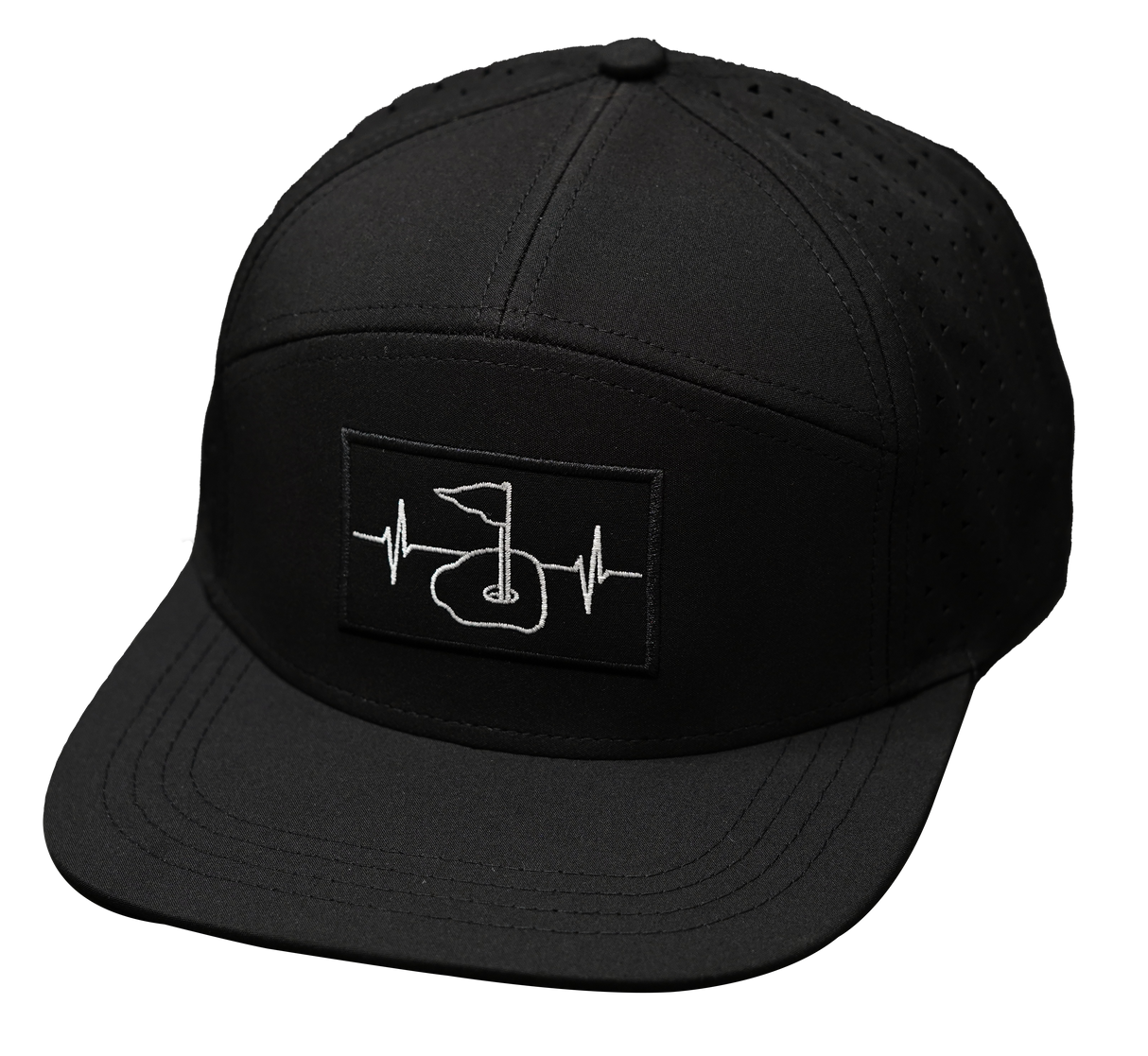 Golf - 7 Panel - Black (No Photo) - Laser Mesh (Unisex)