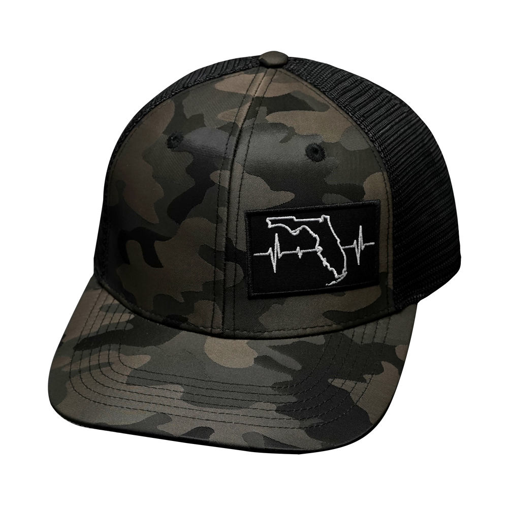 **YOUTH** Florida - 6 Panel - Tan Camo / Black - Trucker Mesh (Unisex)