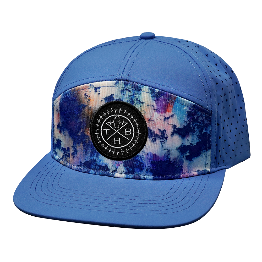 THB - 7 Panel - Paint Splatter / Light Blue - Laser Mesh (Unisex)