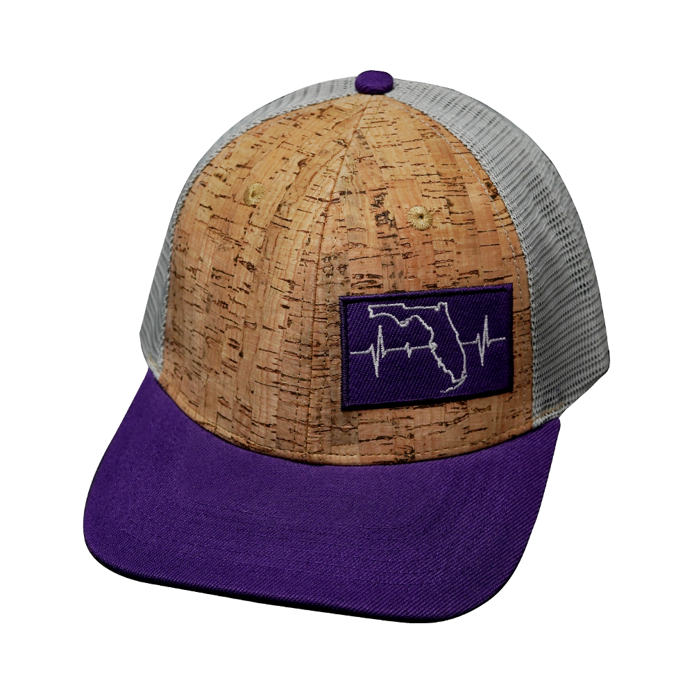 Florida - 6 Panel - Cork - Purple / Gray - Trucker Mesh (Unisex)