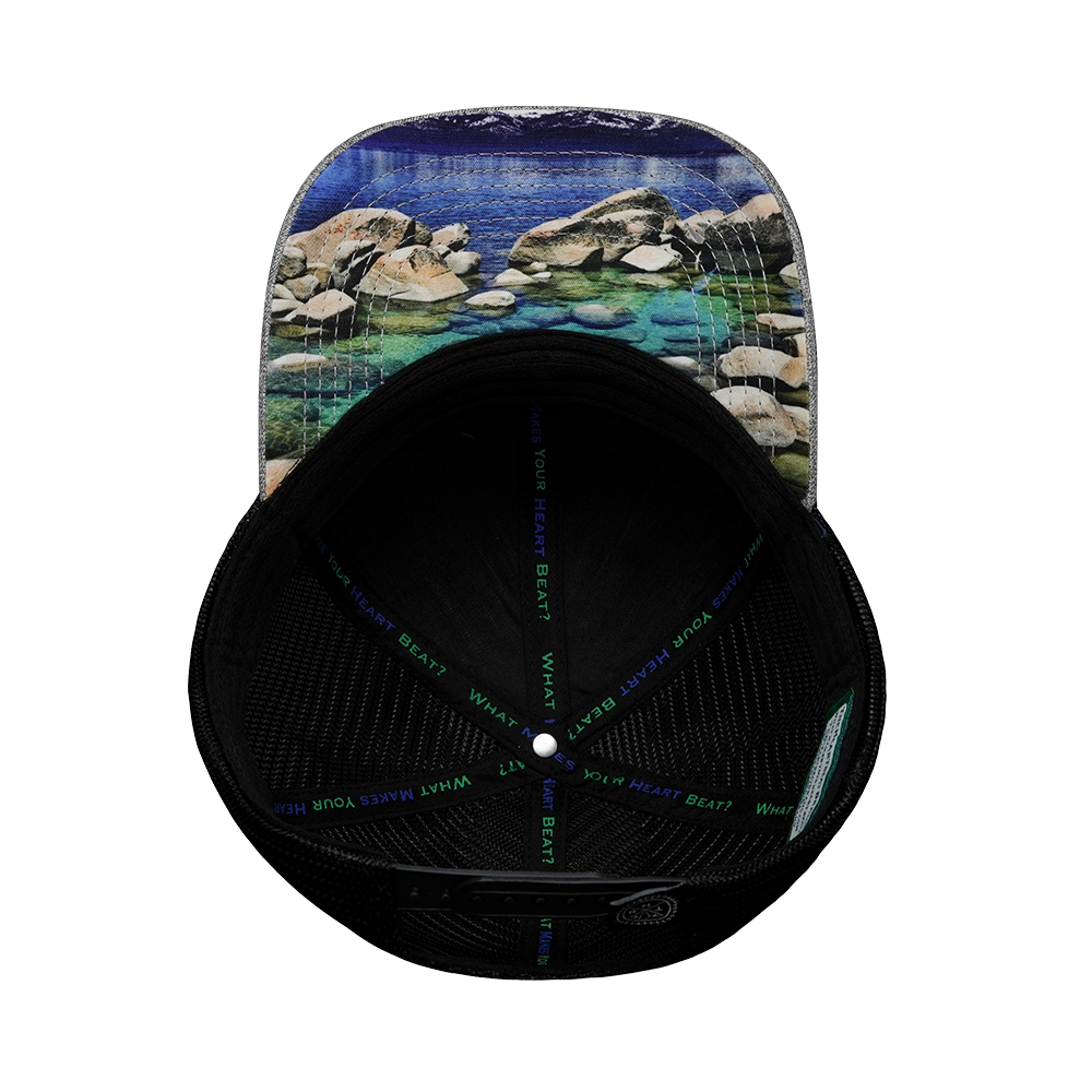 Tahoe - 6 Panel - Shallow Fit - Heather Gray / Black - Trucker Mesh (Unisex)