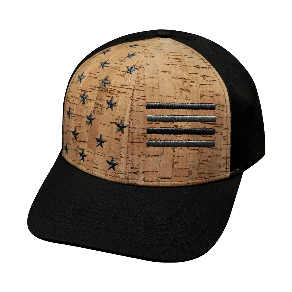 Flag - 6 Panel - Cork - Black - Laser Mesh (Unisex)