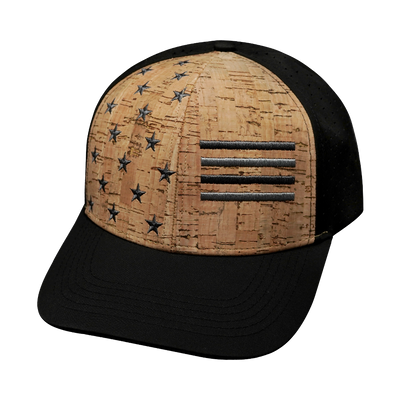 Flag - 6 Panel - Cork - Black - Laser Mesh (Unisex)