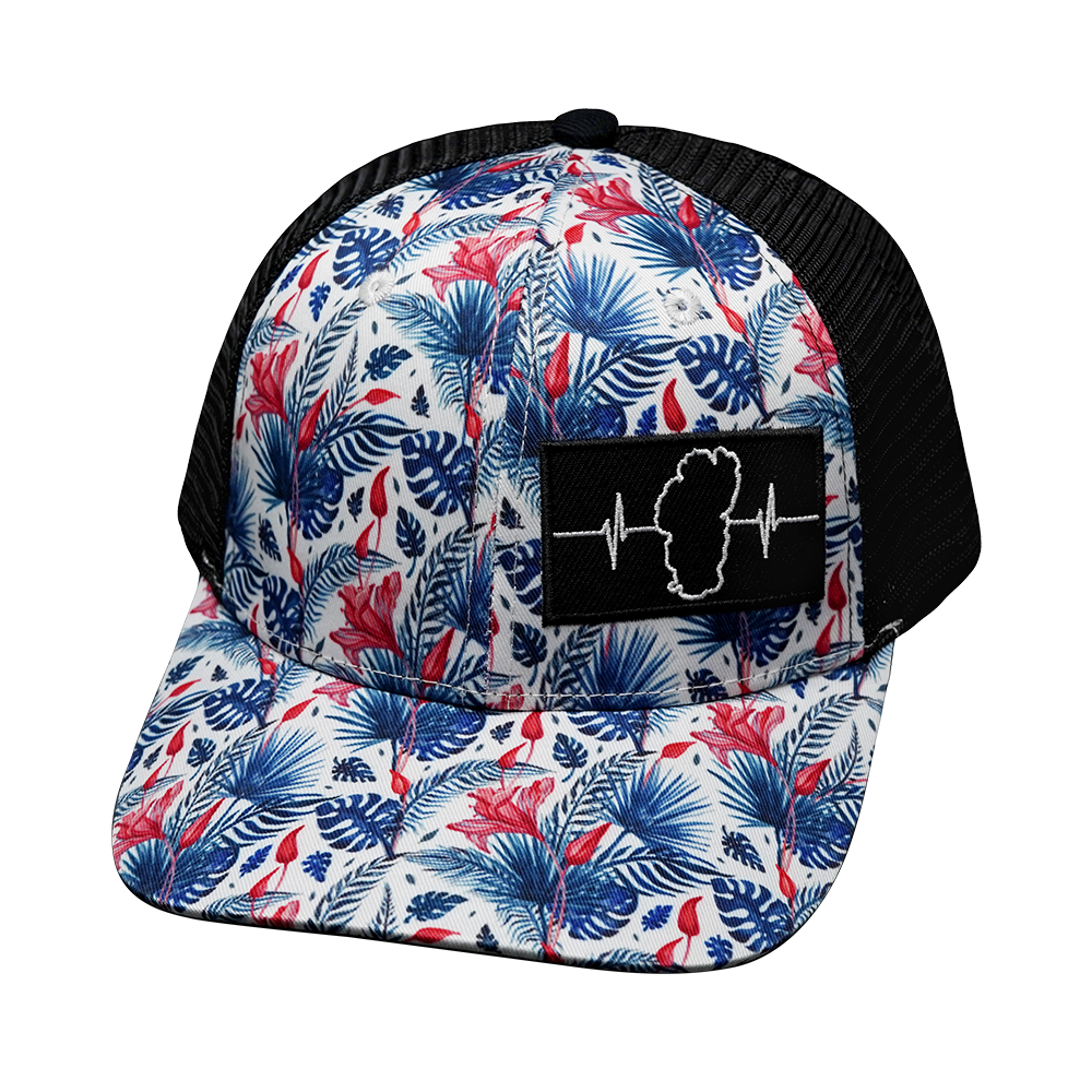 Tahoe - 6 Panel - White Floral / Black - Trucker Mesh (Unisex)