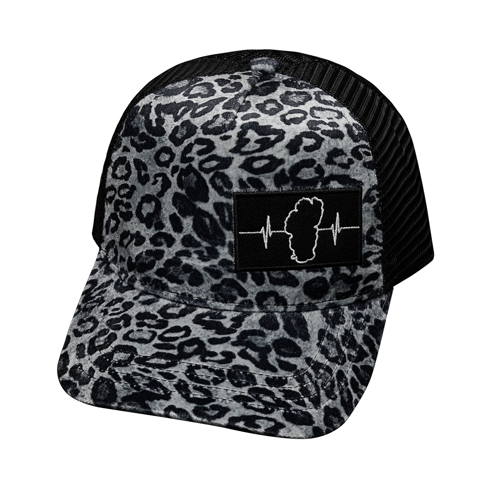 Tahoe - 5 Panel - Velvet - Silver Leopard Print - Trucker Mesh (Unisex)