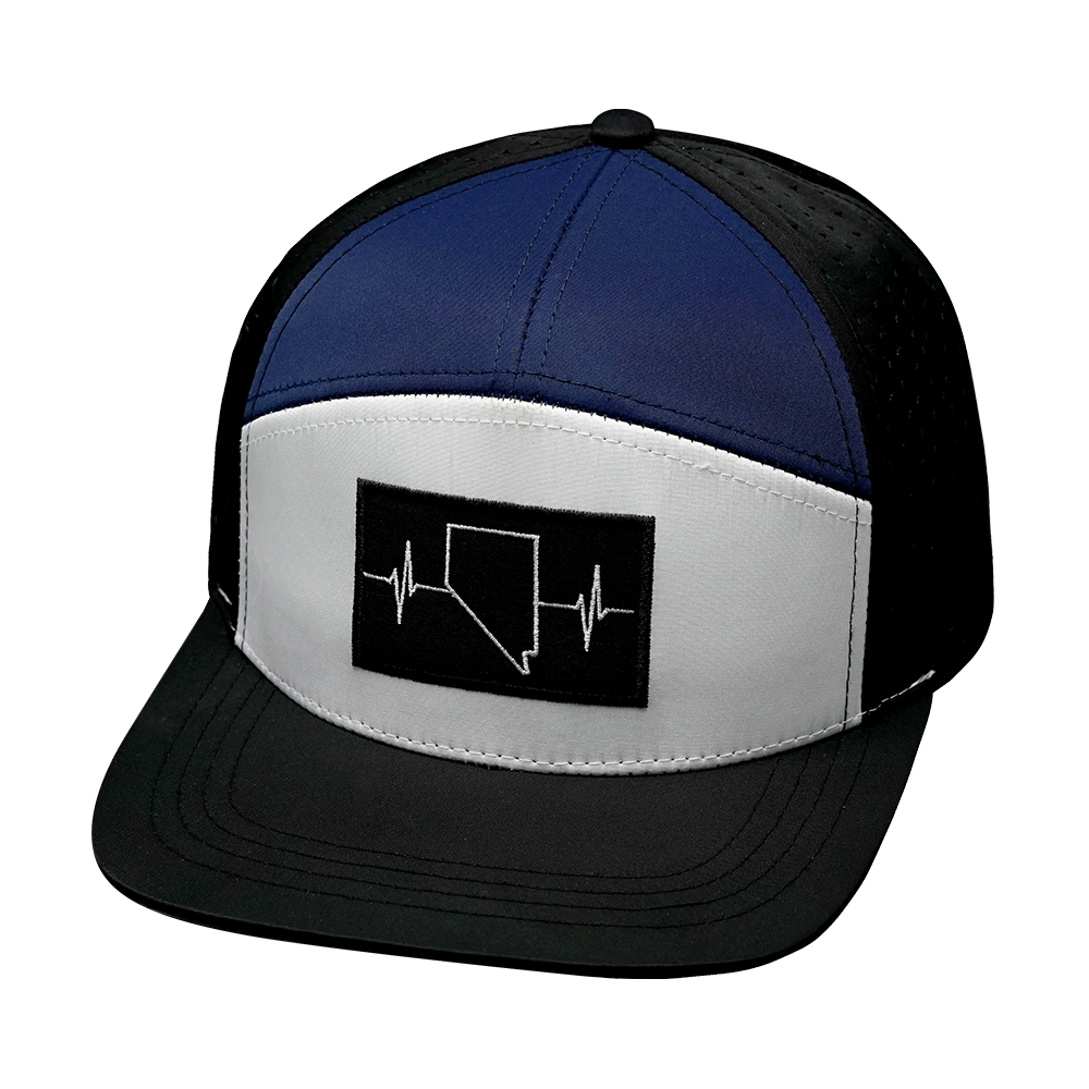 Nevada - 7 Panel - Black / White / Navy - Laser Mesh (Unisex)