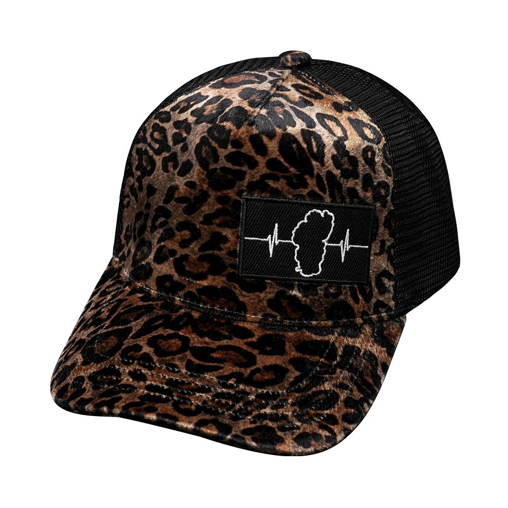 Tahoe - 5 Panel - Velvet - Gold Leopard Print - Trucker Mesh (Unisex)