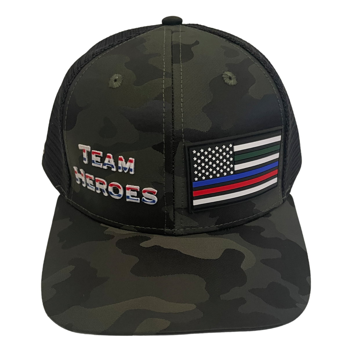 **YOUTH** Team Heroes - 6 Panel - Green Camo / Black - Trucker Mesh (Unisex)