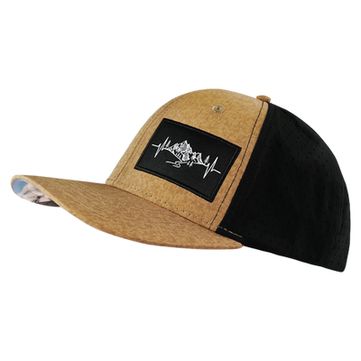 Mountains - 6 Panel - Tan Textured / Black - Laser Mesh (Unisex)