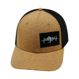 Mountains - 6 Panel - Tan Textured / Black - Laser Mesh (Unisex)