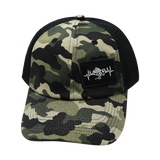 Mountains - 6 Panel - Unstructured - Camo / Black - Soft Trucker Mesh (Unisex)