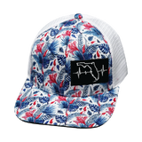 Florida - 6 Panel - Floral / White - Trucker Mesh (Unisex)
