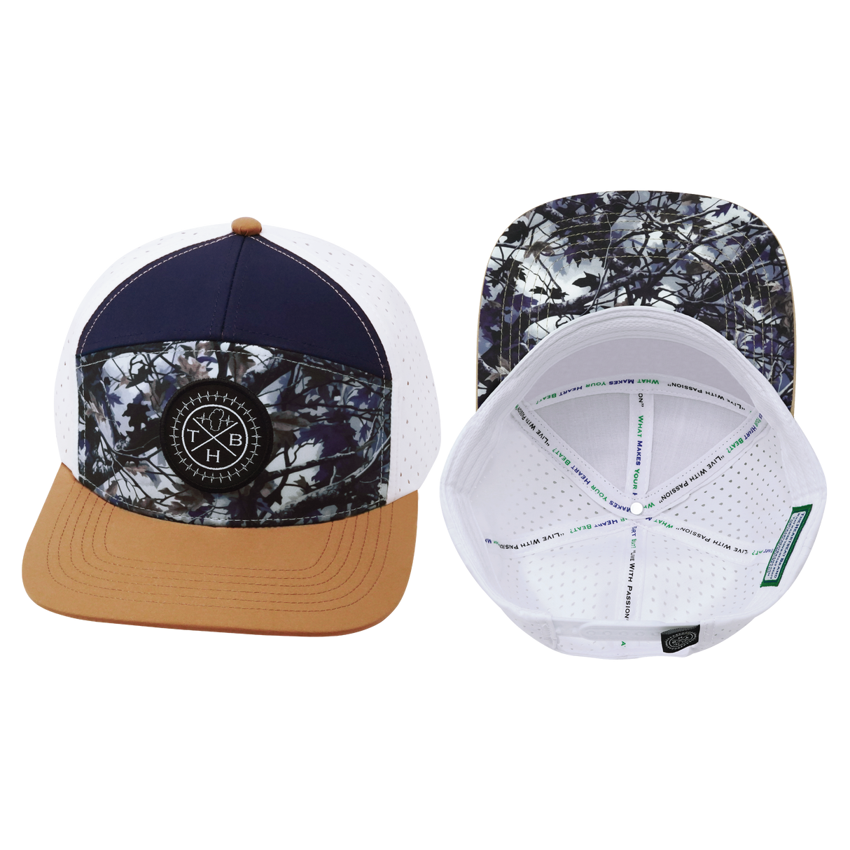 **YOUTH** THB  - 7 Panel - Evenings Leaves - Light Tan / Navy / White (Unisex)