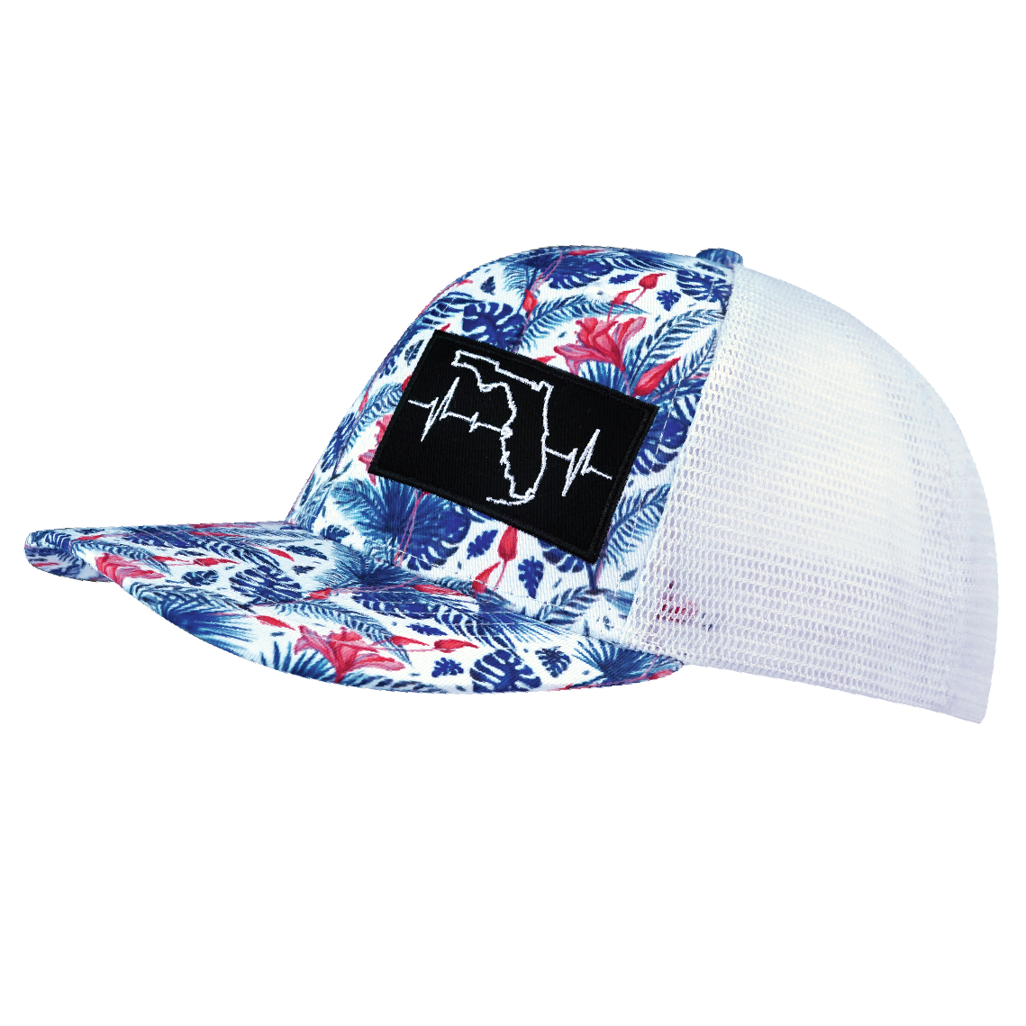 Florida - 6 Panel - Floral / White - Trucker Mesh (Unisex)