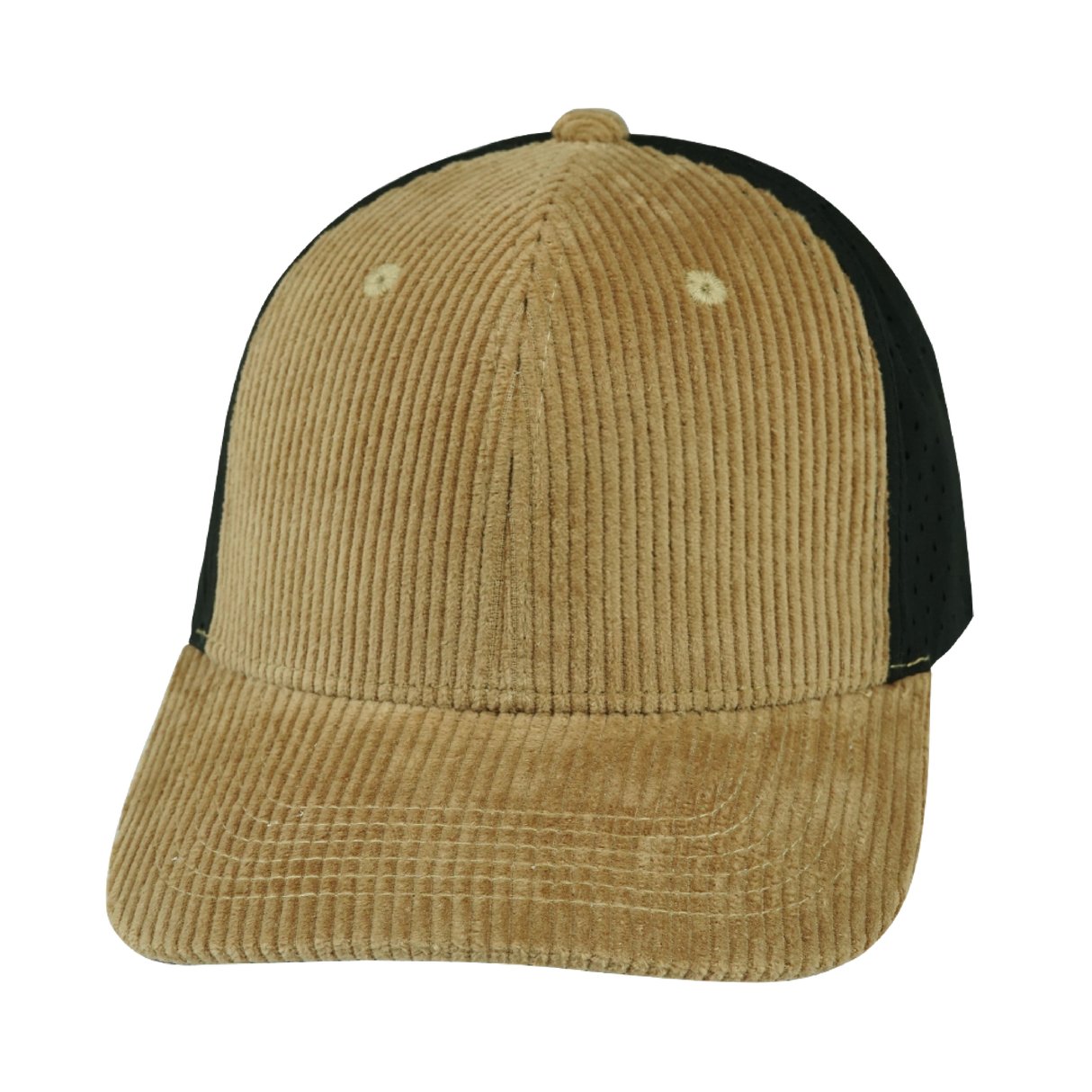 Blank - 6 Panel - Corduroy - Tan / Black (Unisex)