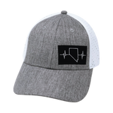 Nevada - 6 Panel - Shallow Fit - Pony Tail - Heather Gray / White (Unisex)