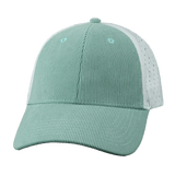 Blank - 6 Panel - Shallow Fit - Pony Tail - Corduroy - Mint / White (Unisex) - Laser Mesh