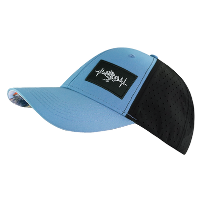 Mountains - 6 Panel - Shallow Fit - Pony Tail - Blue / Black - Laser Mesh (Unisex)