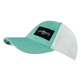 Mountains - 6 Panel - Shallow Fit - Pony Tail - Teal / White - Laser Mesh (Unisex)
