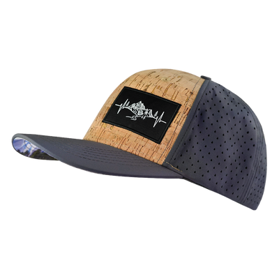 Mountains - 6 Panel - Cork - Charcoal - Laser Mesh (Unisex)