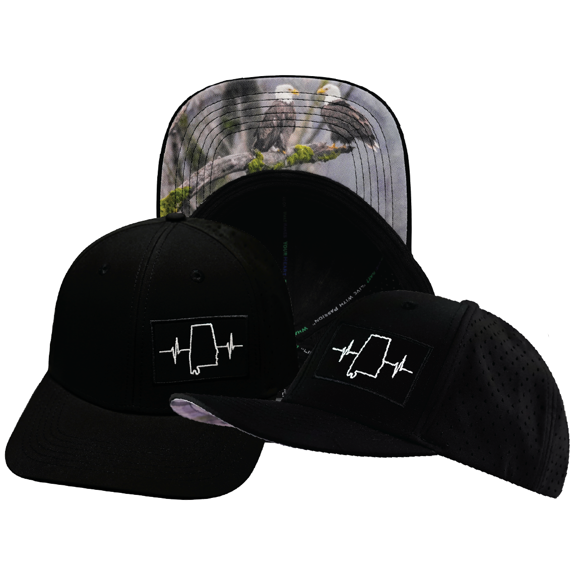 Alabama - 6 Panel - Black - Laser Mesh (Unisex)