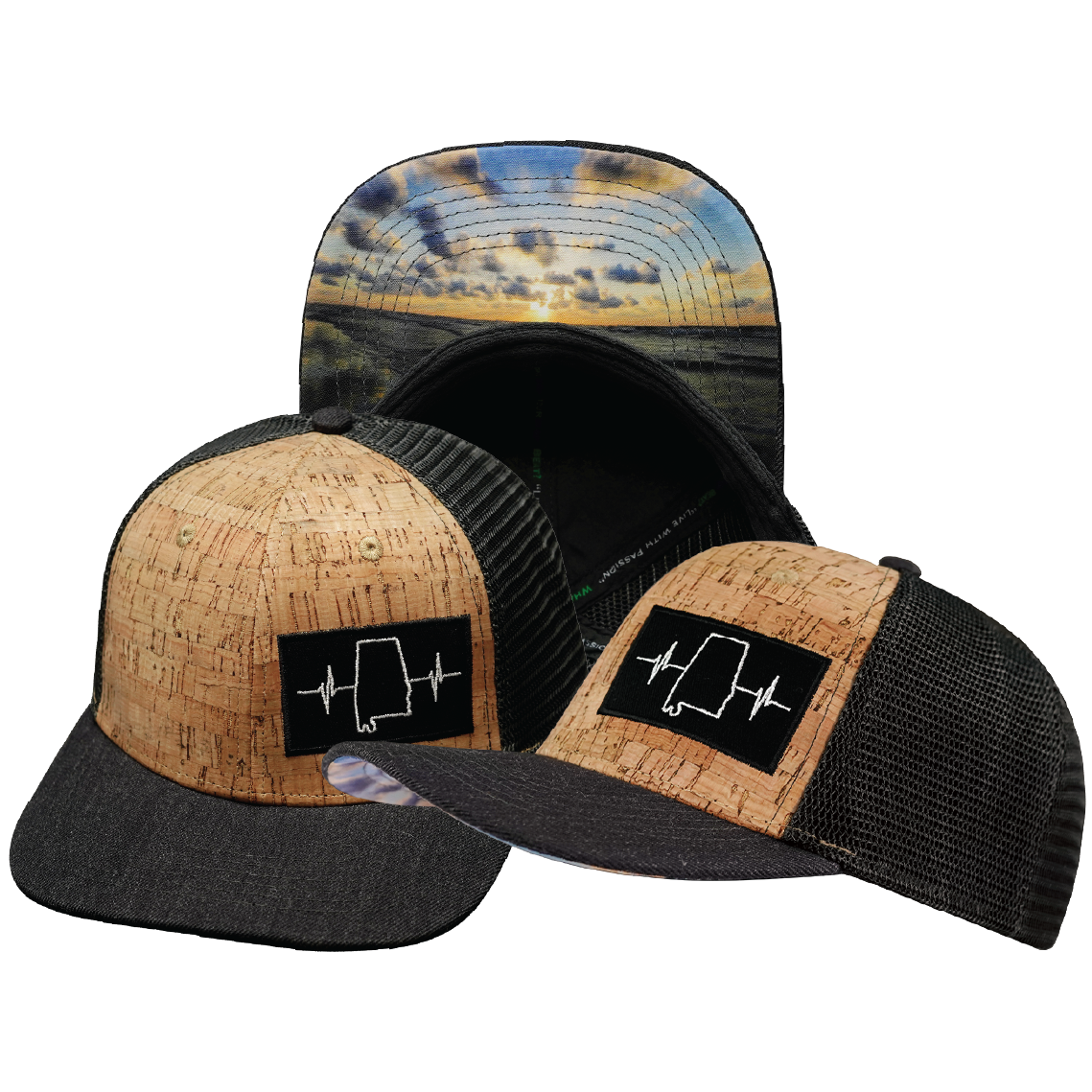 Alabama - 6 Panel - Cork - Charcoal - Trucker Mesh (Unisex)