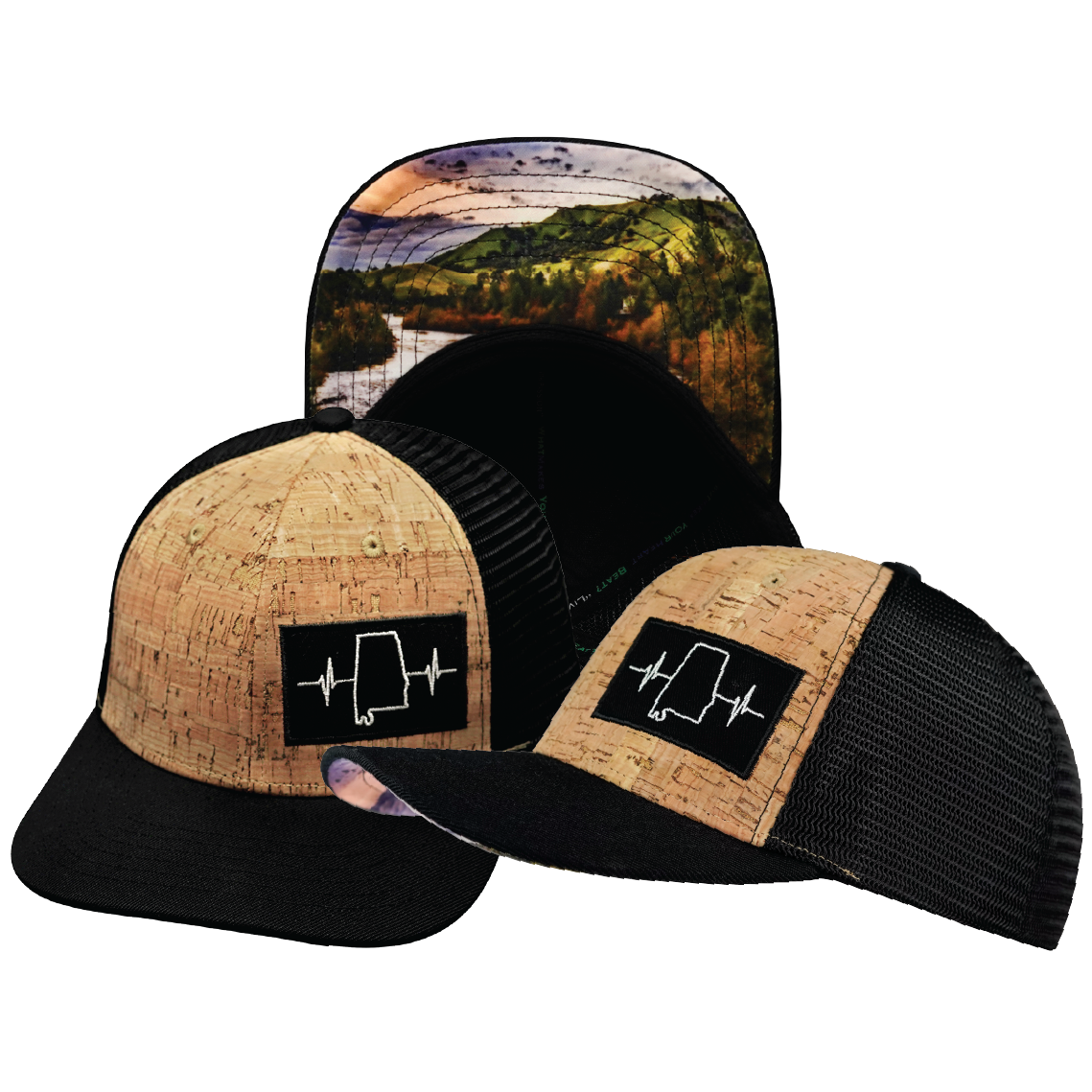Alabama - 6 Panel - Cork - Black - Trucker Mesh (Unisex)