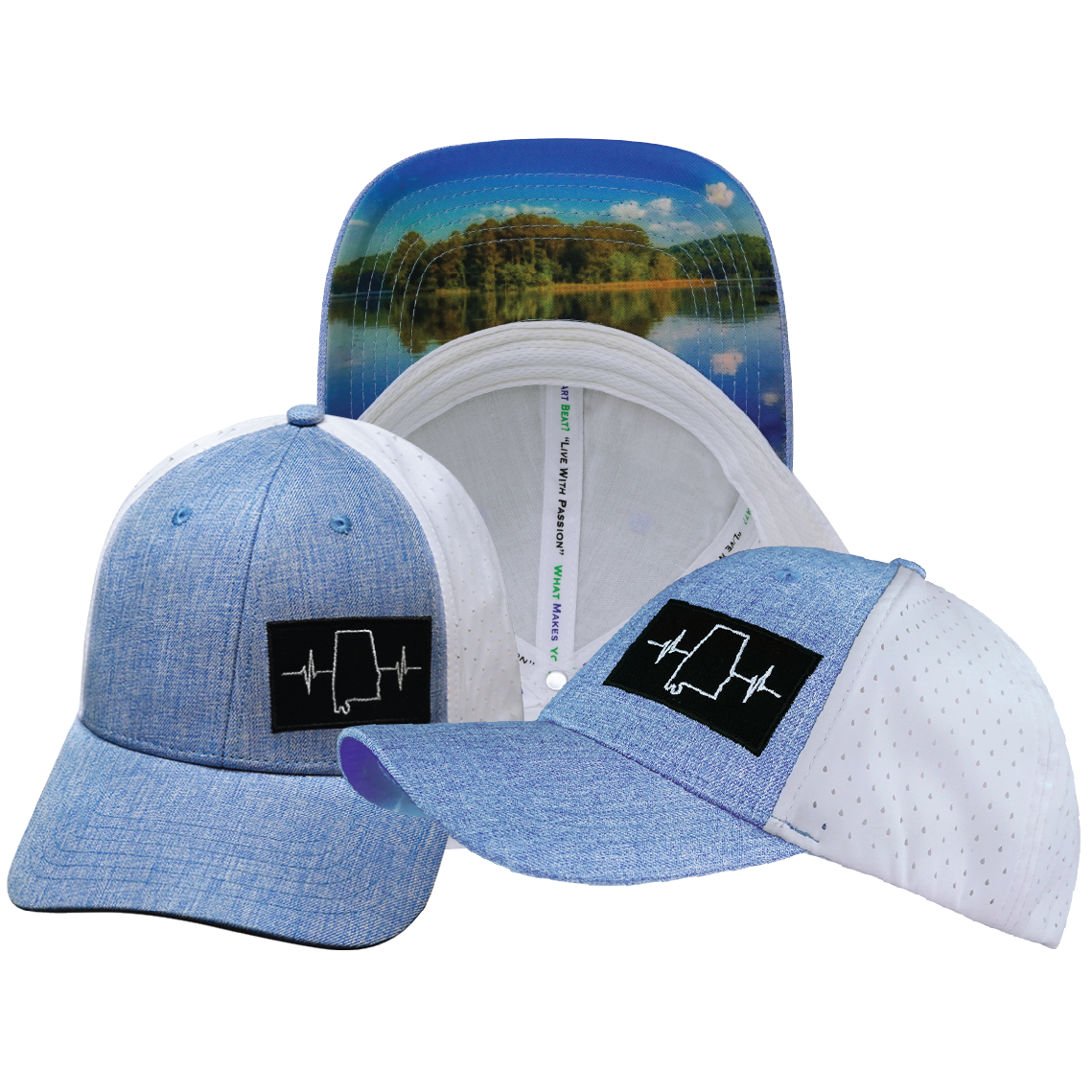 Alabama - 6 Panel - Shallow Fit - Pony Tail - Light Blue / White - Laser Mesh (Unisex)