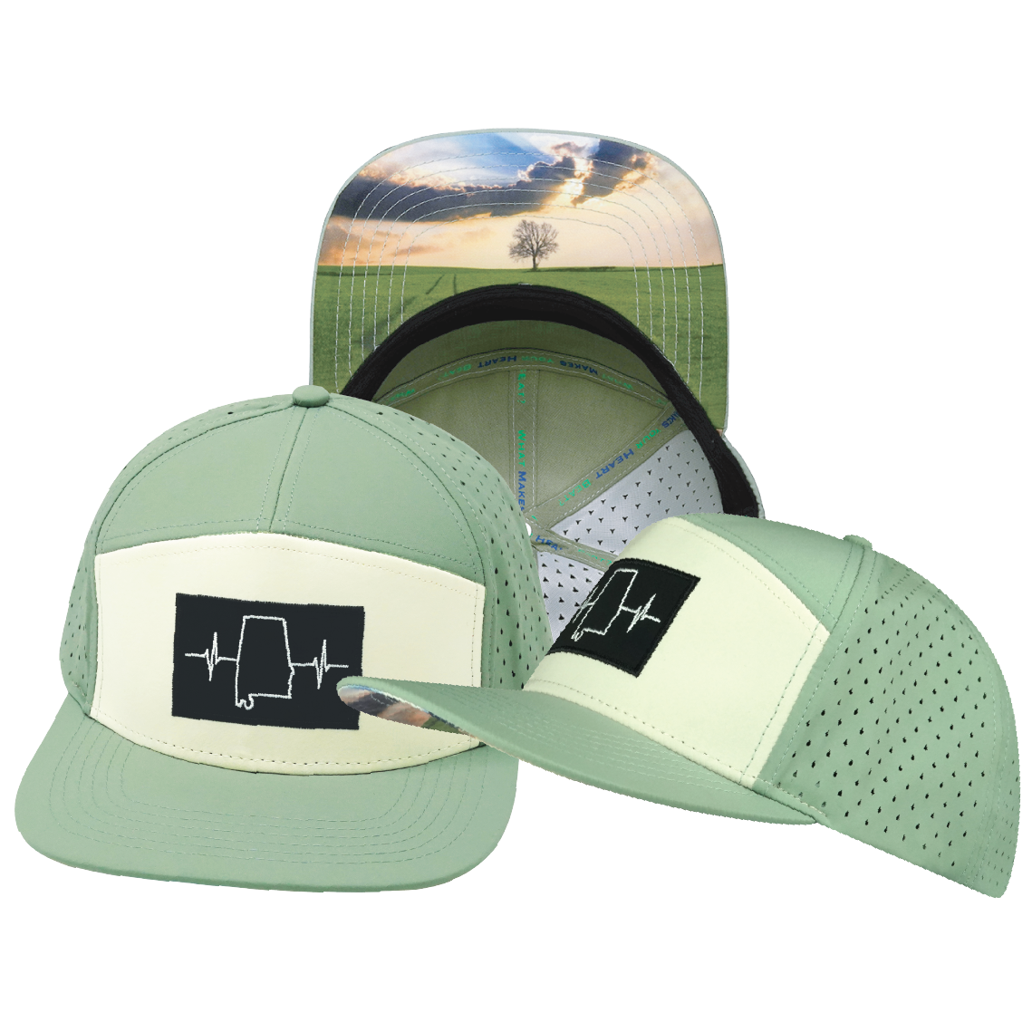 Alabama - 7 Panel - Sage / Cream - Laser Mesh (Unisex)