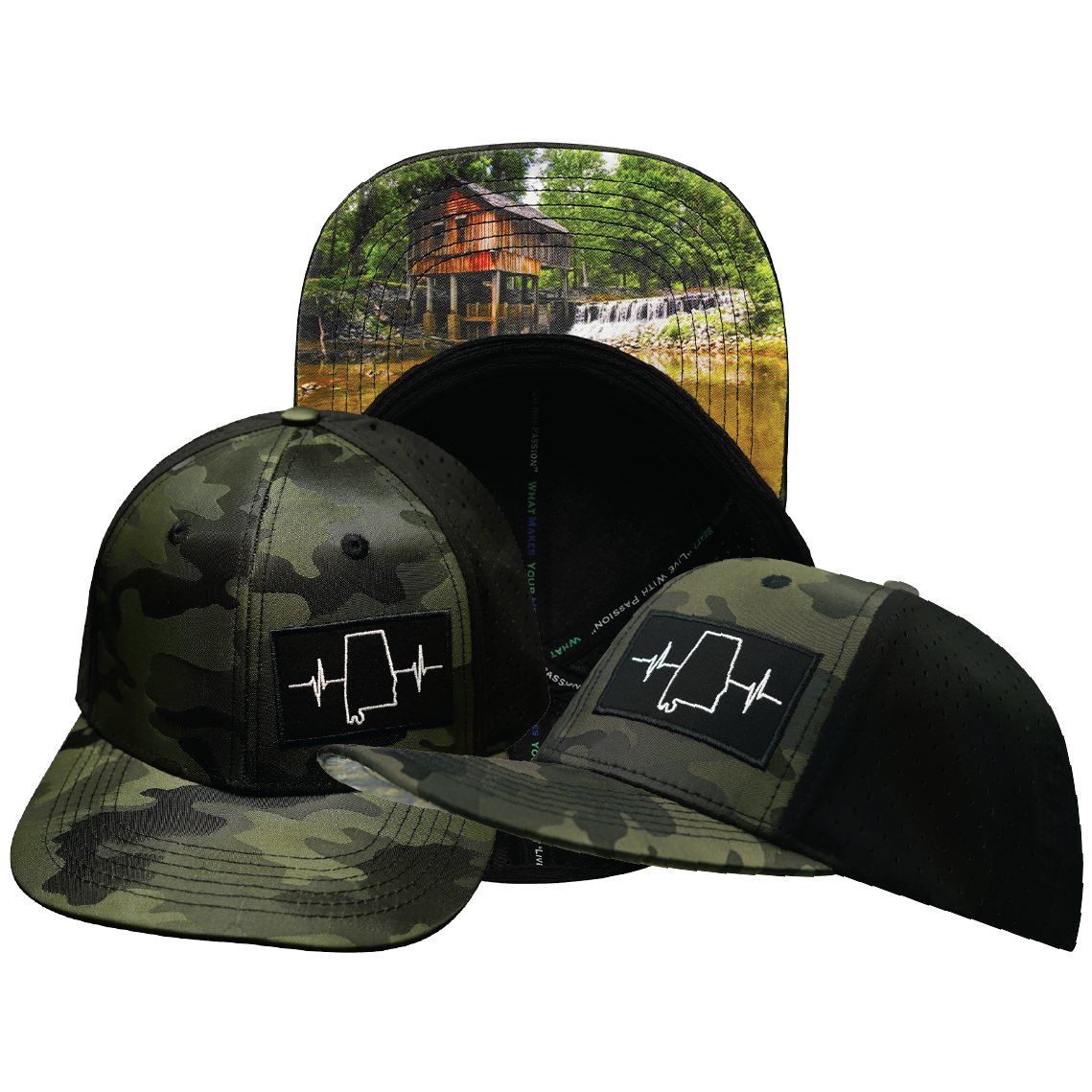 Alabama - 6 Panel - Green Camo / Black - Laser Mesh (Unisex)