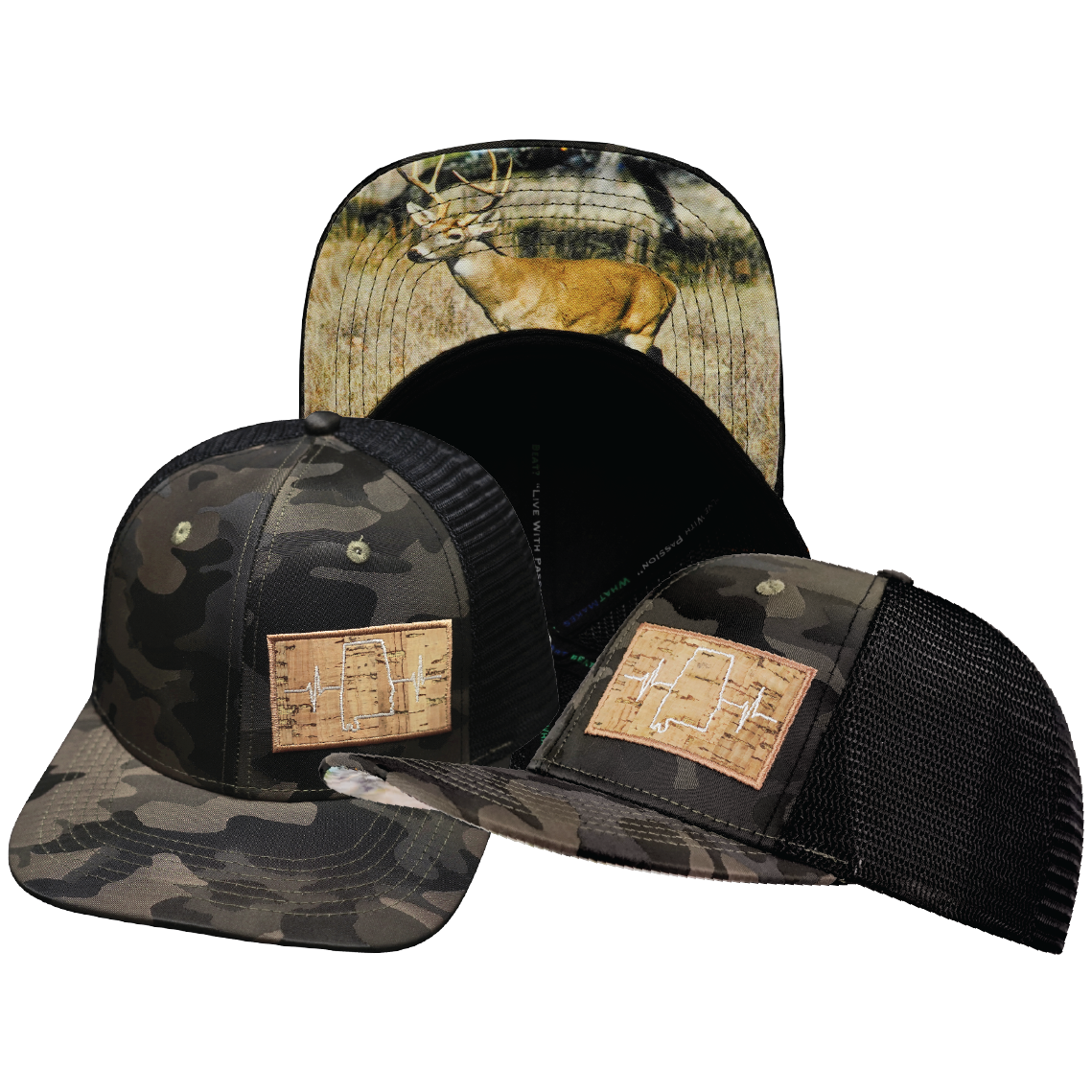 Alabama - 6 Panel - Tan Camo / Black - Trucker Mesh (Unisex)