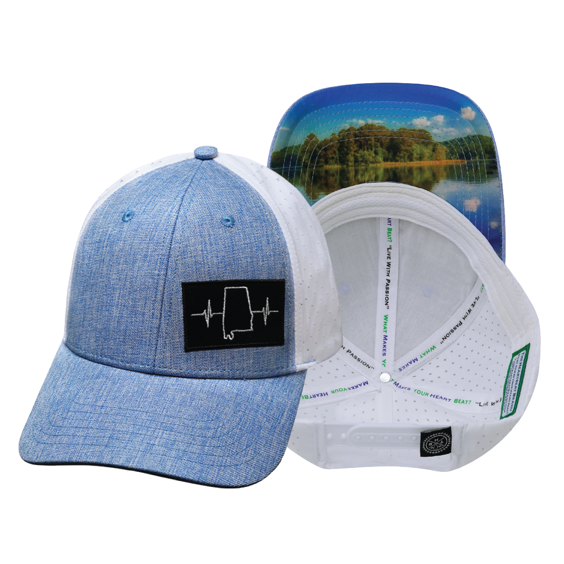 Alabama - 6 Panel - Shallow Fit - Pony Tail - Light Blue / White (Unisex)