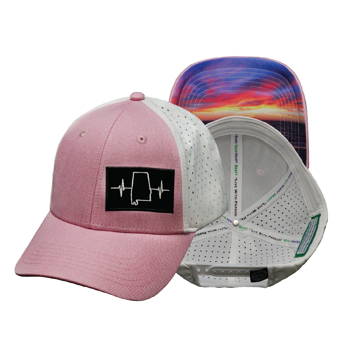 Alabama - 6 Panel - Shallow Fit - Pony Tail - Pink / White (Unisex)