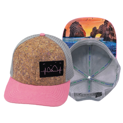 Cabo - 6 Panel - Cork - Pink / Gray - Trucker Mesh (Unisex)