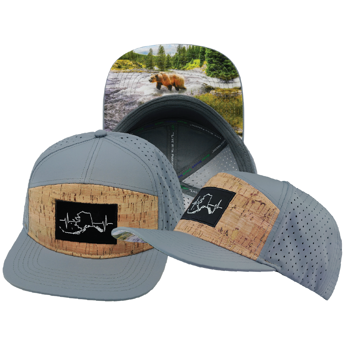 Alaska - 7 Panel - Cork - Gray Blue - Laser Mesh (Unisex)