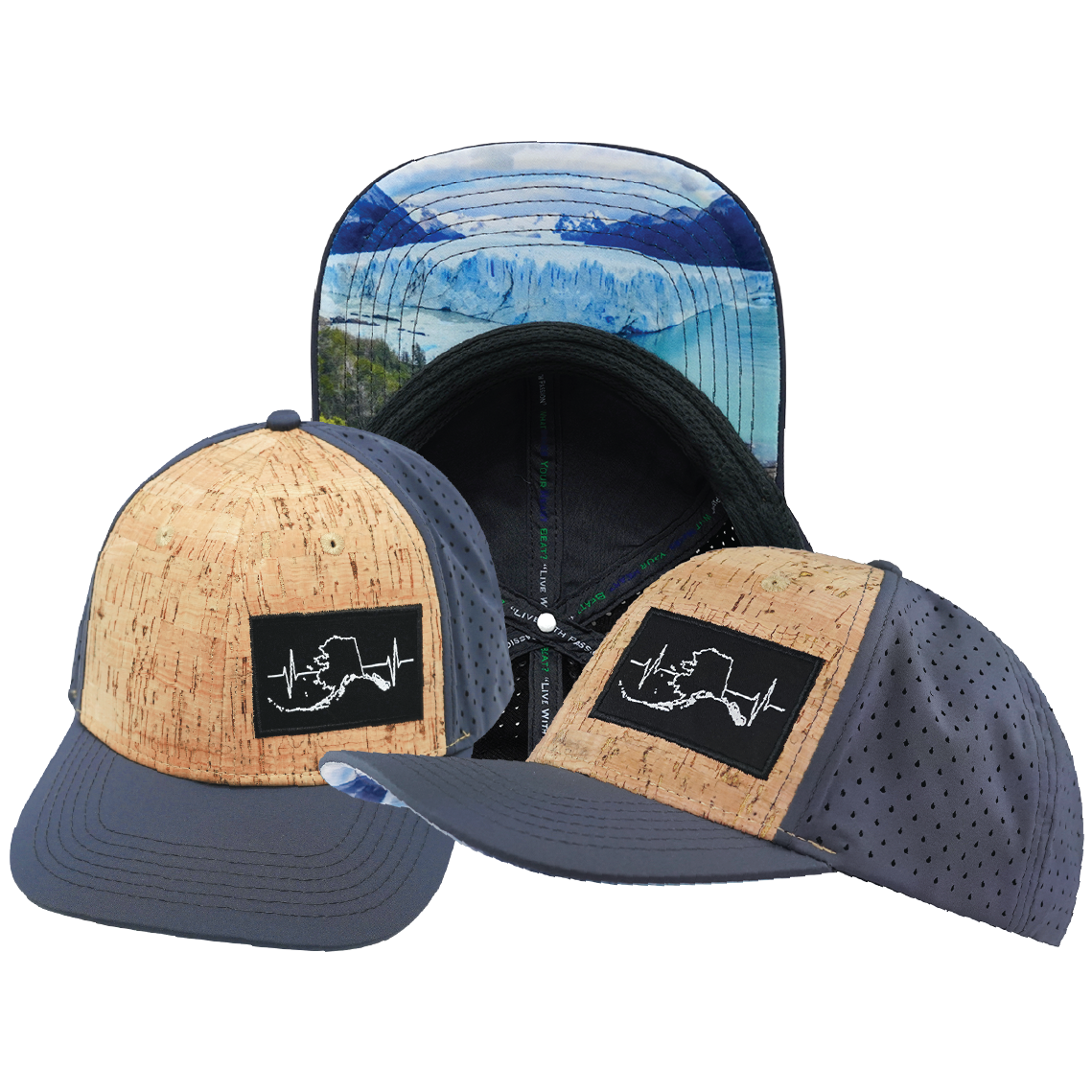 Alaska - 6 Panel - Cork - Charcoal - Laser Mesh (Unisex)