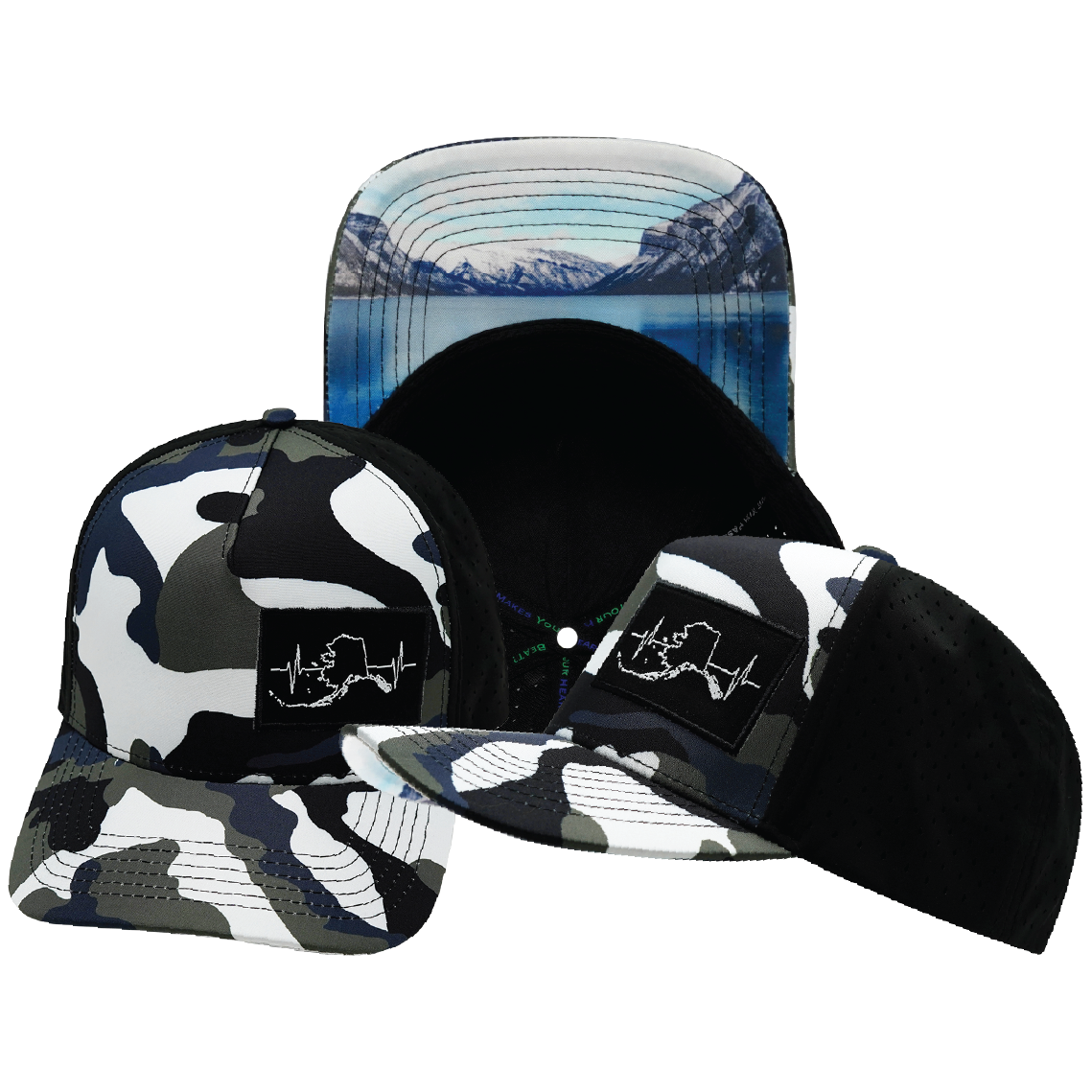 Alaska - 5 Panel - Structured - Camo - White / Blue / Gray / Black - Laser Mesh (Unisex)