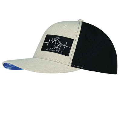 Beach - 6 Panel - Cream Hemp / Black - Laser Mesh (Unisex)