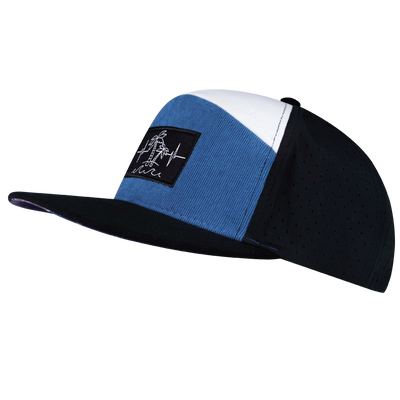 Beach - 7 Panel - Corduroy - Black / Blue / White - Laser Mesh (Unisex)