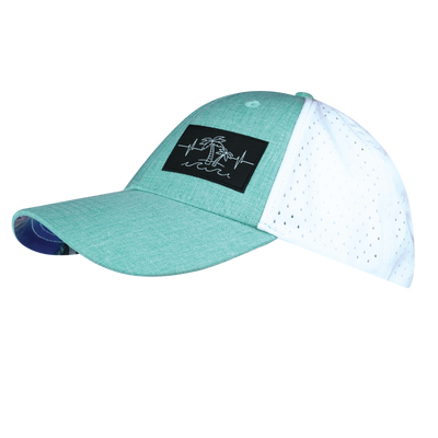 Beach - 6 Panel - Shallow Fit - Pony Tail - Teal / White - Laser Mesh (Unisex)
