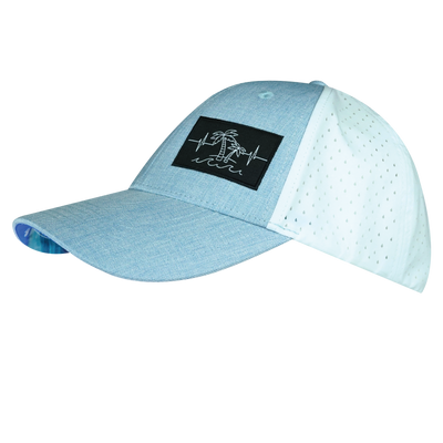 Beach - 6 Panel - Shallow Fit - Pony Tail - Light Blue / White - Laser Mesh (Unisex)