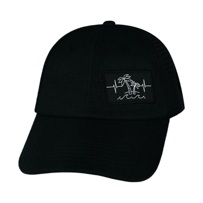 Beach - 6 Panel - Unstructured - Black Hemp / Black - Soft Trucker Mesh (Unisex)