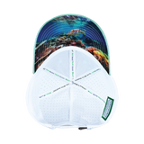 Beach - 6 Panel - Shallow Fit - Pony Tail - Teal / White - Laser Mesh (Unisex)