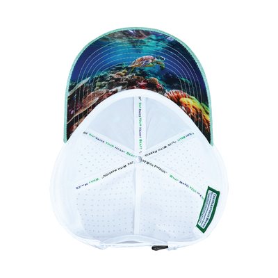 Beach - 6 Panel - Shallow Fit - Pony Tail - Teal / White - Laser Mesh (Unisex)
