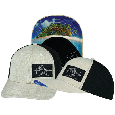 Beach - 6 Panel - Cream Hemp / Black - Laser Mesh (Unisex)