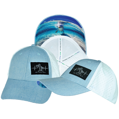 Beach - 6 Panel - Shallow Fit - Pony Tail - Light Blue / White - Laser Mesh (Unisex)