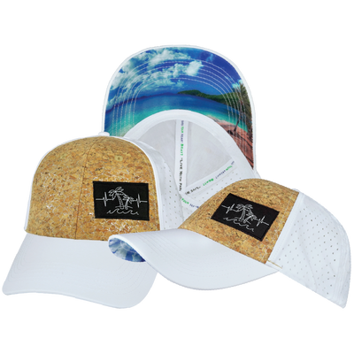 Beach - 6 Panel - Shallow Fit - Pony Tail - Cork - White - Laser Mesh (Unisex)